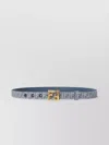 Fendi Monogram Pattern Belt With Gold-tone Hardware In Blue