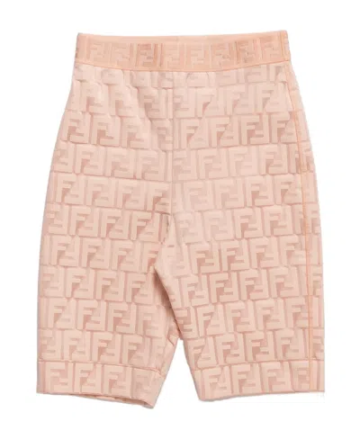 Fendi Monogram Pattern Biker-style Shorts In Nude