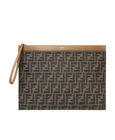 FENDI FENDI FF MEDIUM FLAT POUCH