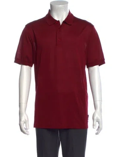 Pre-owned Fendi Monogram Pattern Collar Polo Shirt In Red