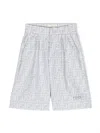 Fendi Monogram-pattern Cotton Shorts In Grey