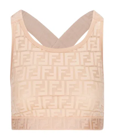 Fendi Monogram-pattern Cropped Top In Pink