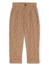 Fendi Monogram-pattern Flannel Trousers In Neutrals