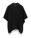 Fendi Monogram-pattern Fringed Poncho Jacket In Black