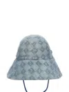Fendi Canvas Hat With Ff Pattern And Wide Brim In Blue