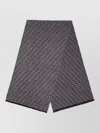 Fendi Monogram Pattern Rectangular Scarf Fringed Edges In Gray