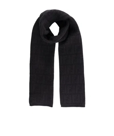 Fendi Monogram-pattern Scarf In Black