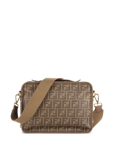 Pre-owned Fendi Monogram-pattern Shoulder Bag In Brown