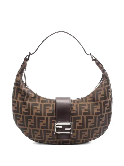 Pre-owned Fendi Monogram-pattern Shoulder Bag In Brown