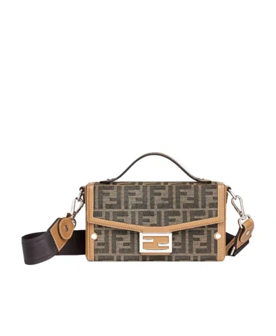 Fendi Monogram-pattern Shoulder Bag In Brown