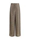 Fendi Women Monogram Pattern Silk Pants In Multi