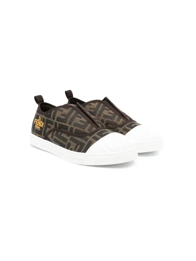FENDI MONOGRAM-PATTERN SLIP-ON SNEAKERS