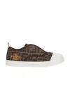 Fendi Monogram-pattern Slip-on Sneakers In White
