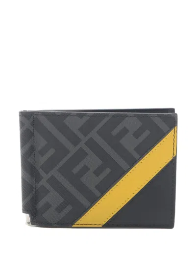 Pre-owned Fendi Monogram-pattern Wallet In Black
