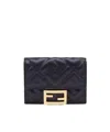 Fendi Elegant Triple Fold Clutch With Gold Logo For Women In Black