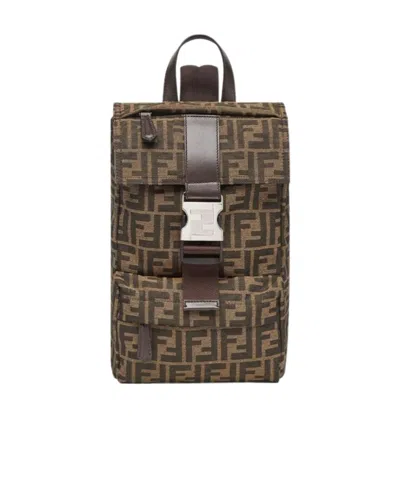 Fendi Monogram-print Backpack In Brown