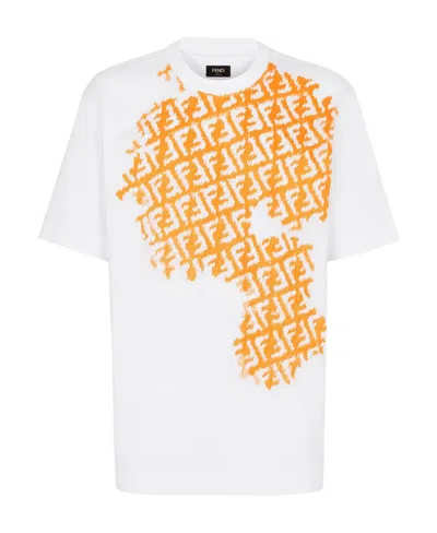 Fendi Monogram-print Crew-neck Oversized T-shirt In White
