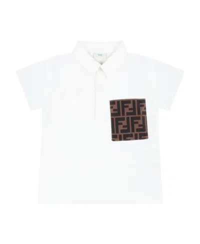 Fendi Monogram-print Polo Shirt In White