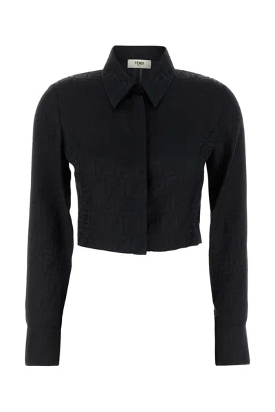 FENDI FENDI MONOGRAM PRINTED CROPPED SHIRT