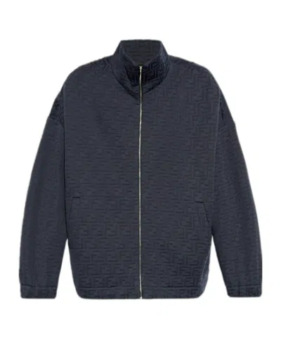 FENDI FENDI MONOGRAM PRINTED ZIPPED SWEATSHIRT