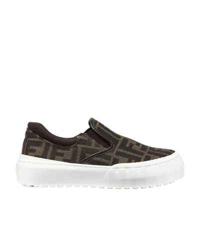 Fendi Monogram Slip-on Sneakers In Black