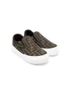 Fendi Monogram Slip-on Sneakers In Brown