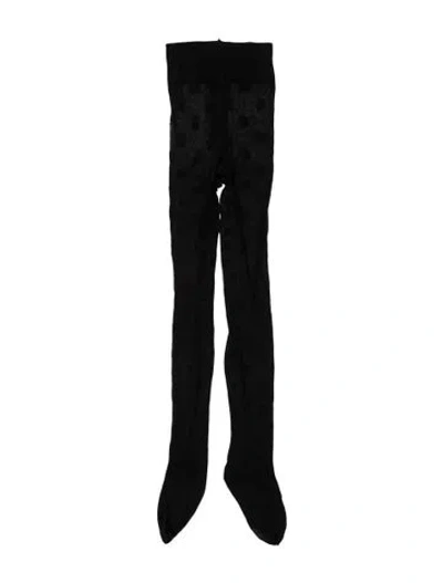 Pre-owned Fendi Monogram Stockings In Black