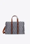 Fendi Summer Tote Ff Jacquard Fabric Shoulder Bag With Fringes