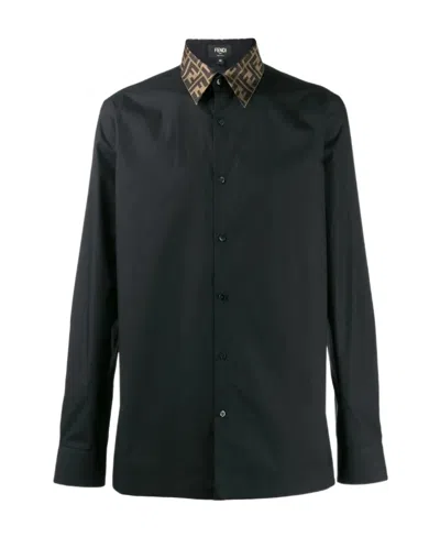 Fendi Monogram Trim Shirt In Black