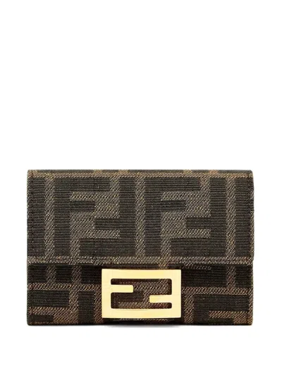 Fendi Monogram-jacquard Wallet In Brown