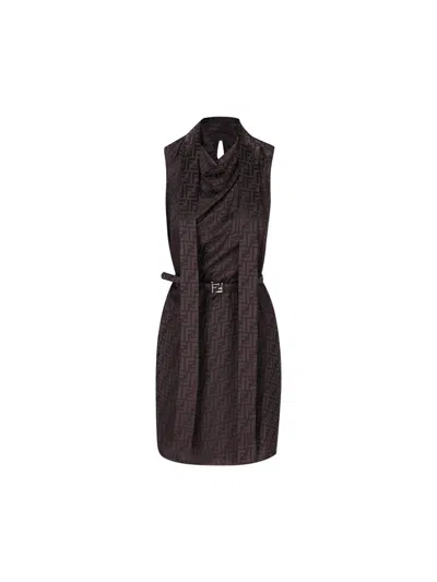 Fendi Crepe Satin Mini Dress In Multi