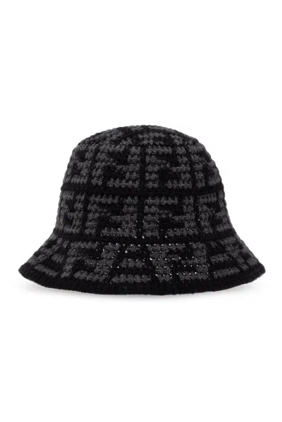 Fendi Monogrammed Bucket Hat In Black