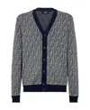 Fendi Monogrammed Buttoned Cardigan In Blue