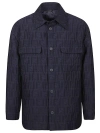 Fendi Monogrammed Collared Long-sleeve Shirt In Ink