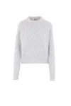 Fendi Ff Wool And Cashmere Crop Sweater In Blue