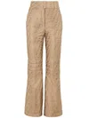 Fendi Monogrammed High-waisted Pants In Beige