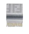 Fendi Monogrammed Stripe-patterned Scarf In Gray