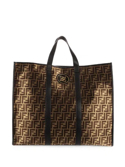 Pre-owned Fendi Monogram-pattern Tote Bag In Brown