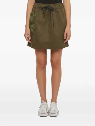 Pre-owned Fendi Monogram-patterned Cargo Mini Skirt In Green