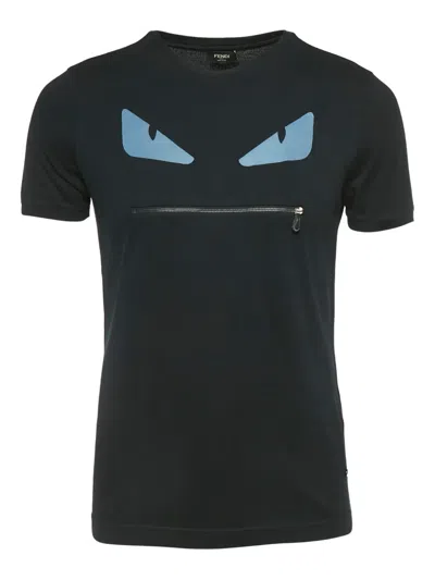 Pre-owned Fendi Monster Bug Zipper T-shirt In Black