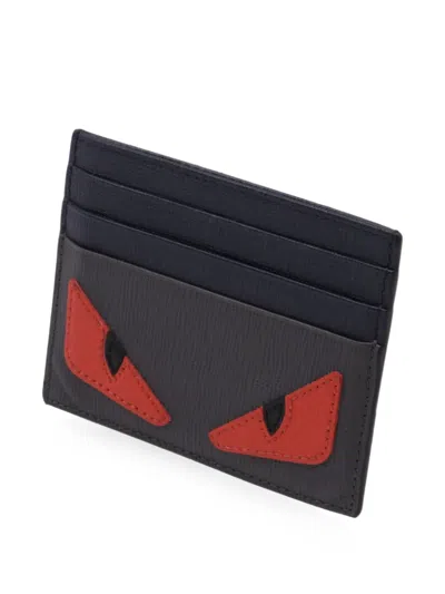 Pre-owned Fendi Monster Card Holder In Grey