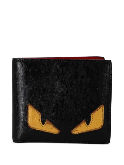 Pre-owned Fendi Monster-design Leather Wallet In Black