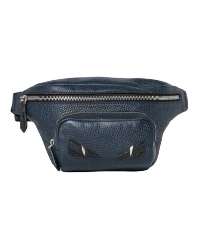 Fendi Monster Eye Small Midnight Blue Belt In Grey