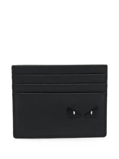 Pre-owned Fendi Monster Eyes Card Holder In Black
