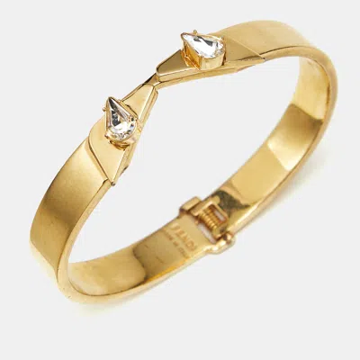 Pre-owned Fendi Monster Eyes Crystal Gold Tone Bracelet M