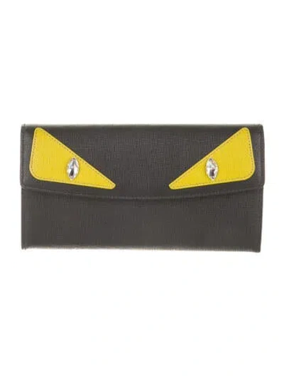 Pre-owned Fendi Monster Eyes Simple Monsters Motif Wallet In Black