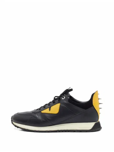 Pre-owned Fendi Monster Eyes Spiked-details Sneakers In Black