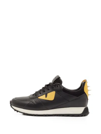 Pre-owned Fendi Monster Eyes Studded Sneakers In Black