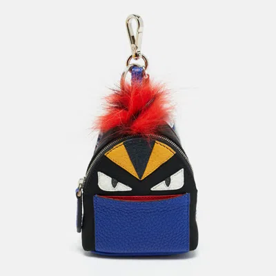 Pre-owned Fendi Monster Multicolor Micro Leather Fur And Nylon Backpack Bag Charm