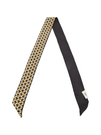Pre-owned Fendi Monster Printed Bandeau Scarf In Black